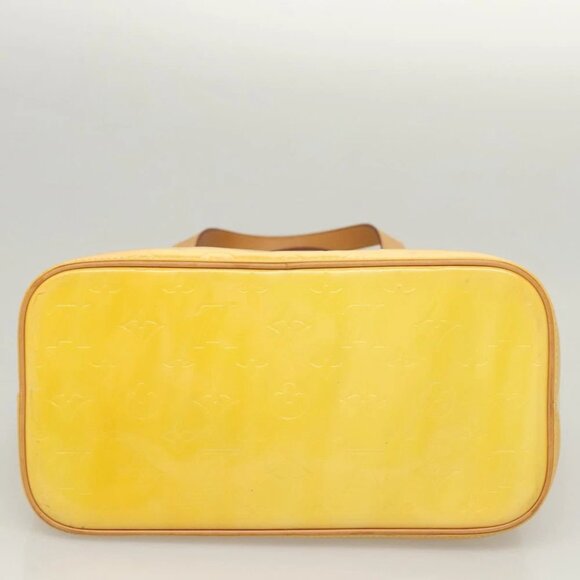 LOUIS VUITTON Monogram Vernis Houston Hand Bag Lime Yellow M91055 LV Auth - Picture 7 of 15
